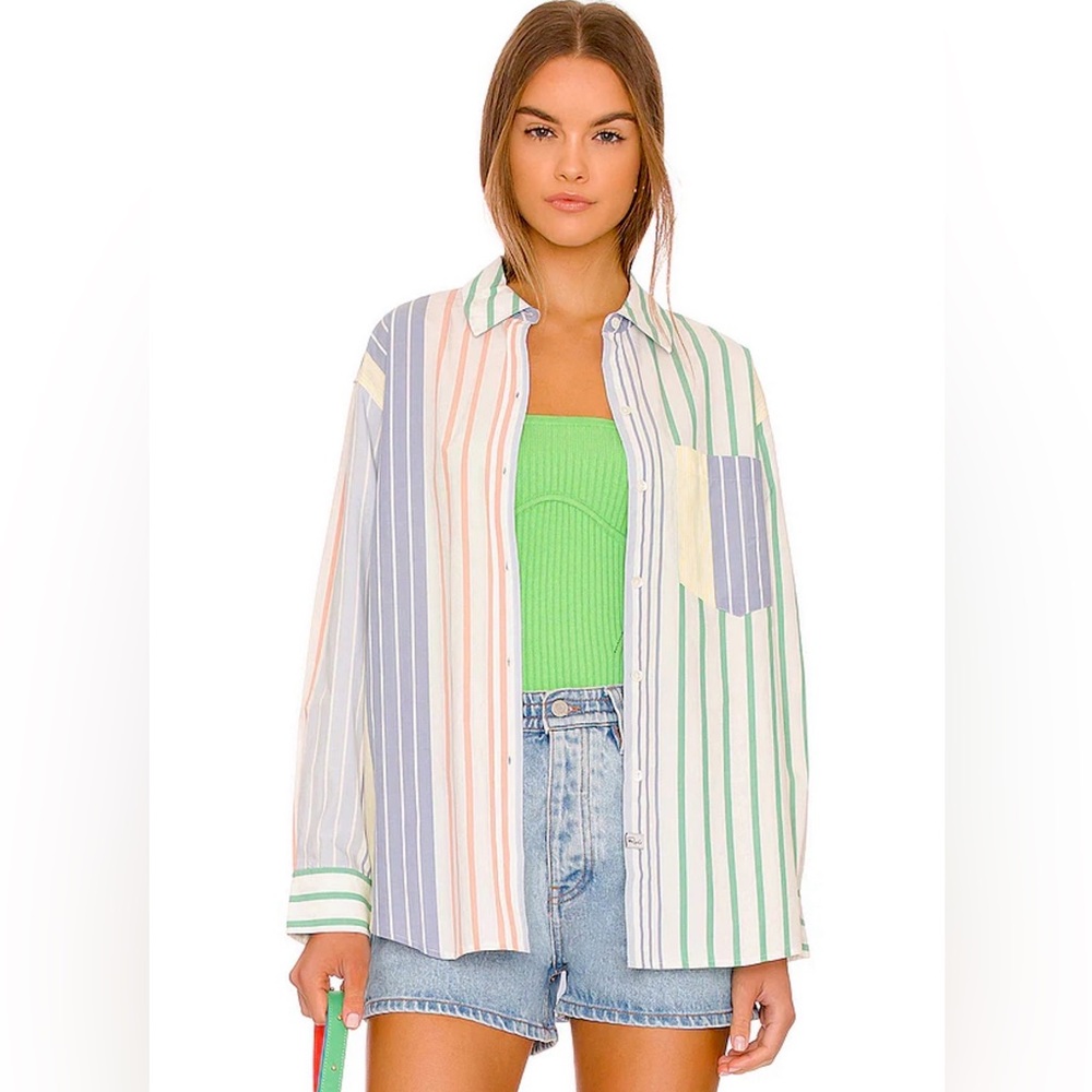 Rails Arlo Portofino Oxford multicolor Button Up‎ Front Shirt Women’s Sz L